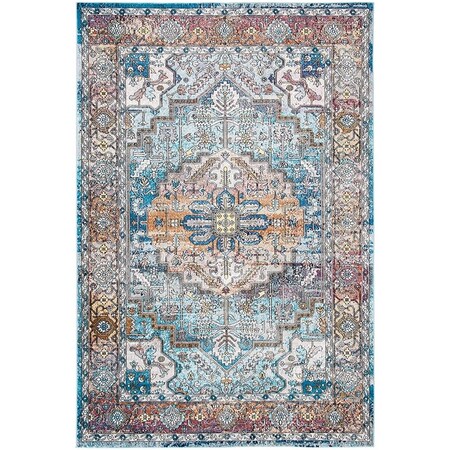 Safavieh 4 x 6 ft. Aria Oriental Medallion Distressed Area Rug Turqouise & Light Orange ARA191K-4
